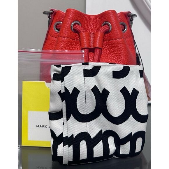 Marc Jacobs The Leather Mini Bucket Bag, ELECTRIC ORANGE - Picture 11 of 15